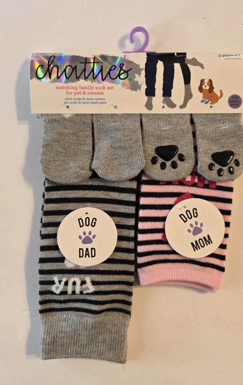 Chatties Matching Family Dog Mom & Dad Pet & Owner Sock Set NWT